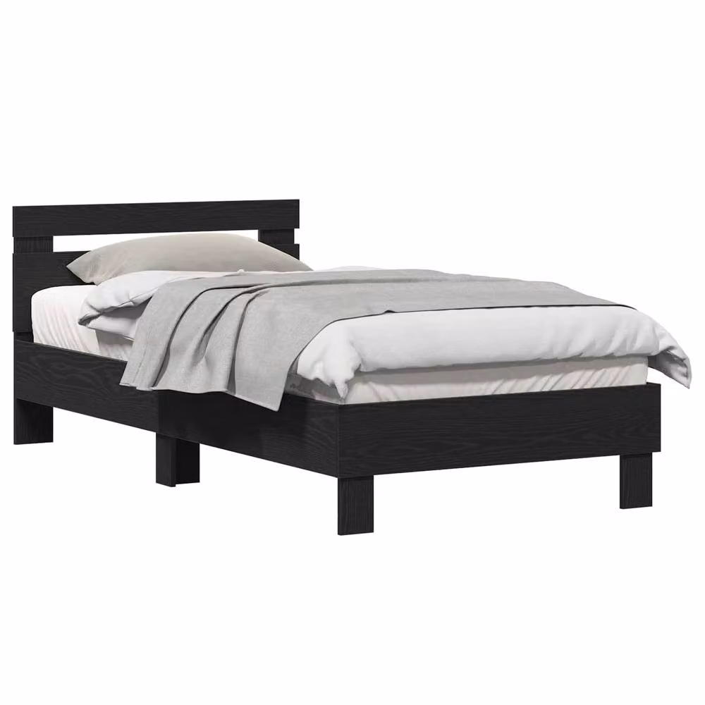 Berkfield Home Black Oak Bed Frame, W/D/H: 193 x 95 x 88 cm, Engineered Wood – 2