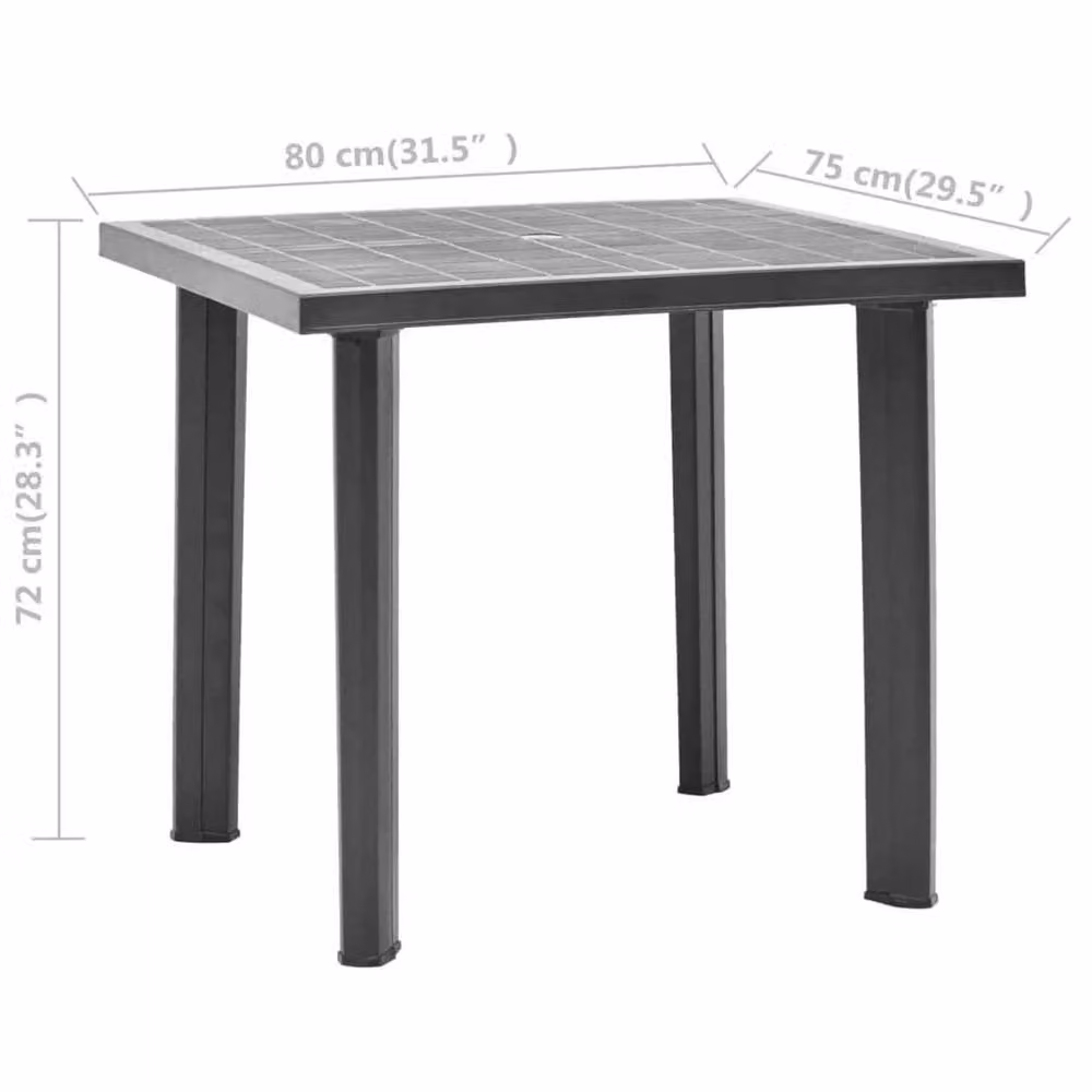 EONLION Large Black Square Plastic Garden Table for Patio and Terrace, W/D/H: 75 x 75 x 72 cm – 2