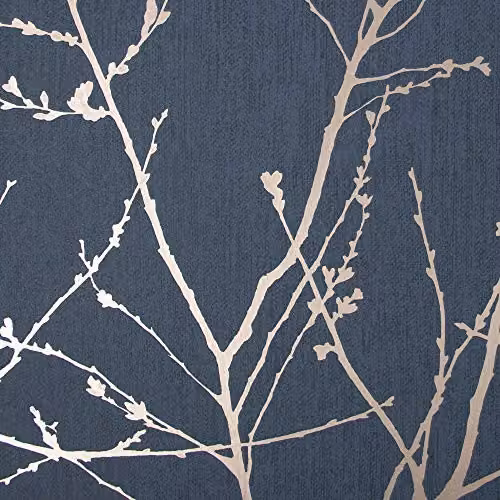 Graham & Brown Superfresco Easy Innocence Branch Navy and Copper Metallic Wallpaper with Traditional Botanical Tree Design – 3