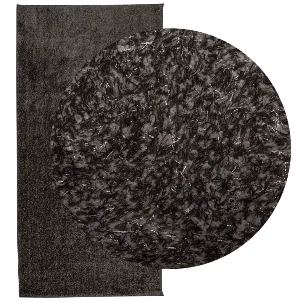 Berkfield Home ISTAN High Pile Shiny Look Rug in Anthracite and Black, W: 100 cm, L: 200 cm – 2
