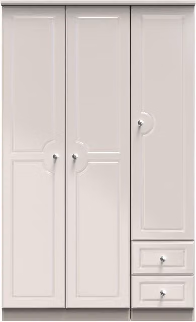 Ready Assembled 2 U Stratford Tall Triple Plain Wardrobe with Drawer in Taupe