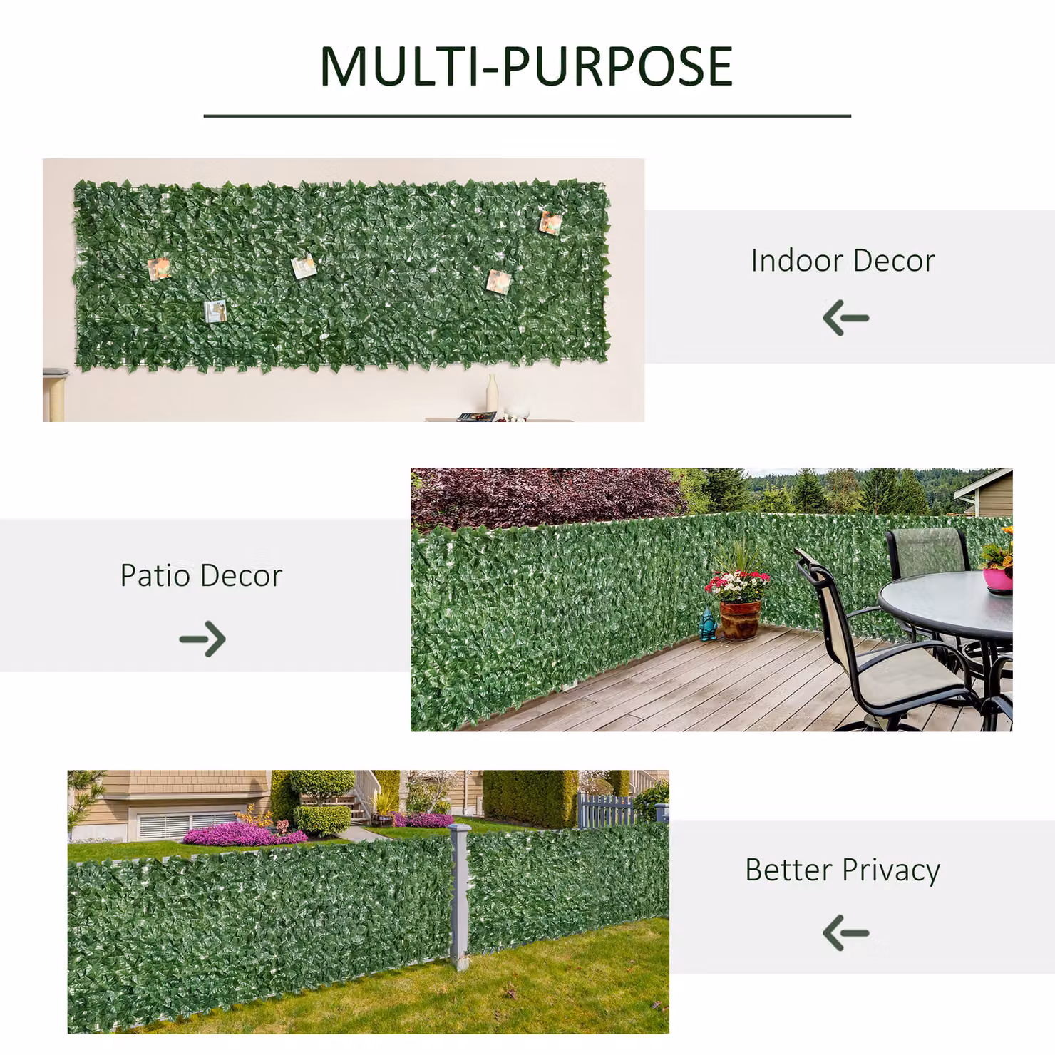 Outsunny Artificial Hedge Privacy Screen in Deep Green, W: 3 m, H: 1 m – 4