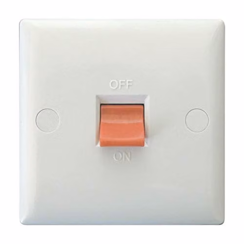 Varilight XO45SW Value Polar White 45A DP Single Plate Cooker Switch