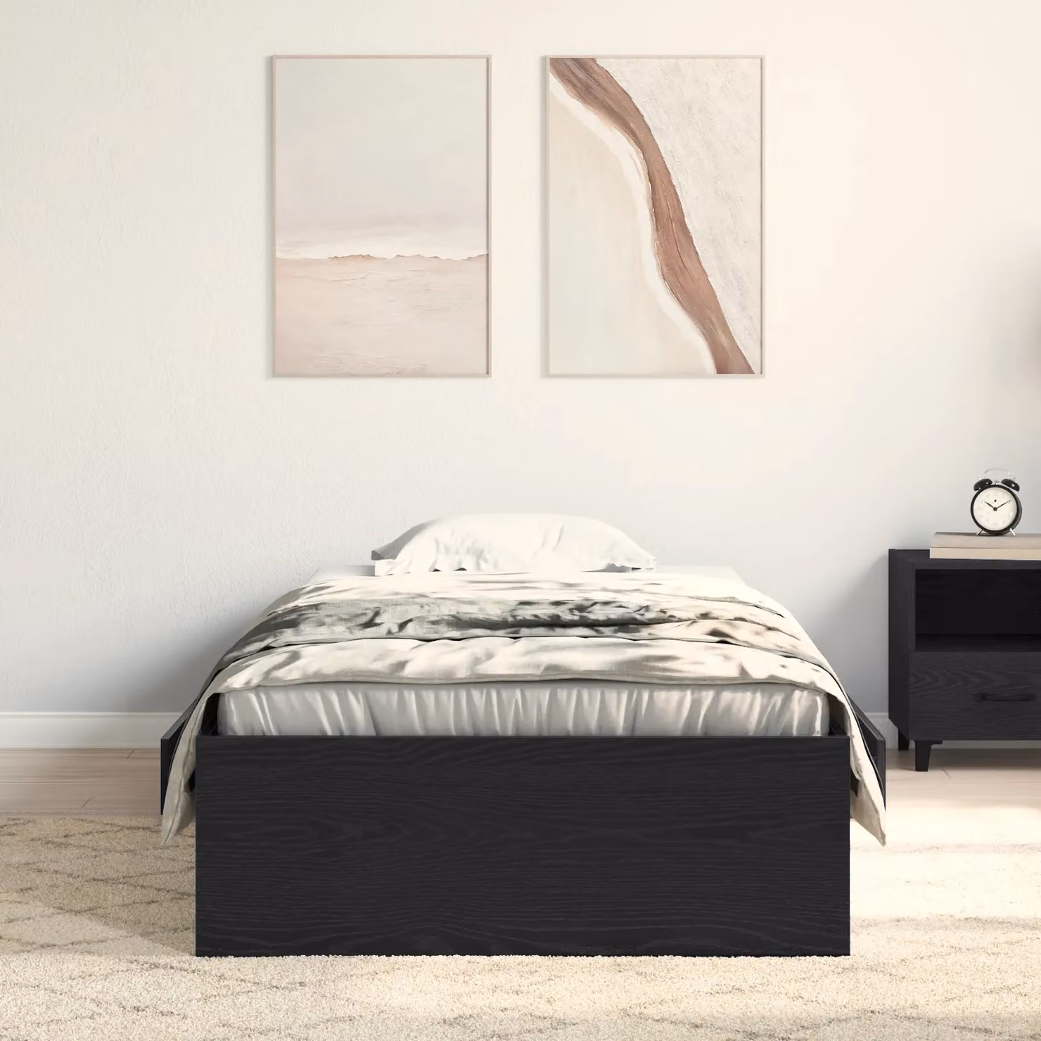 Berkfield Home Modern Black Oak Bed Frame with Drawers, W/D/H: 100 x 200 cm – 3