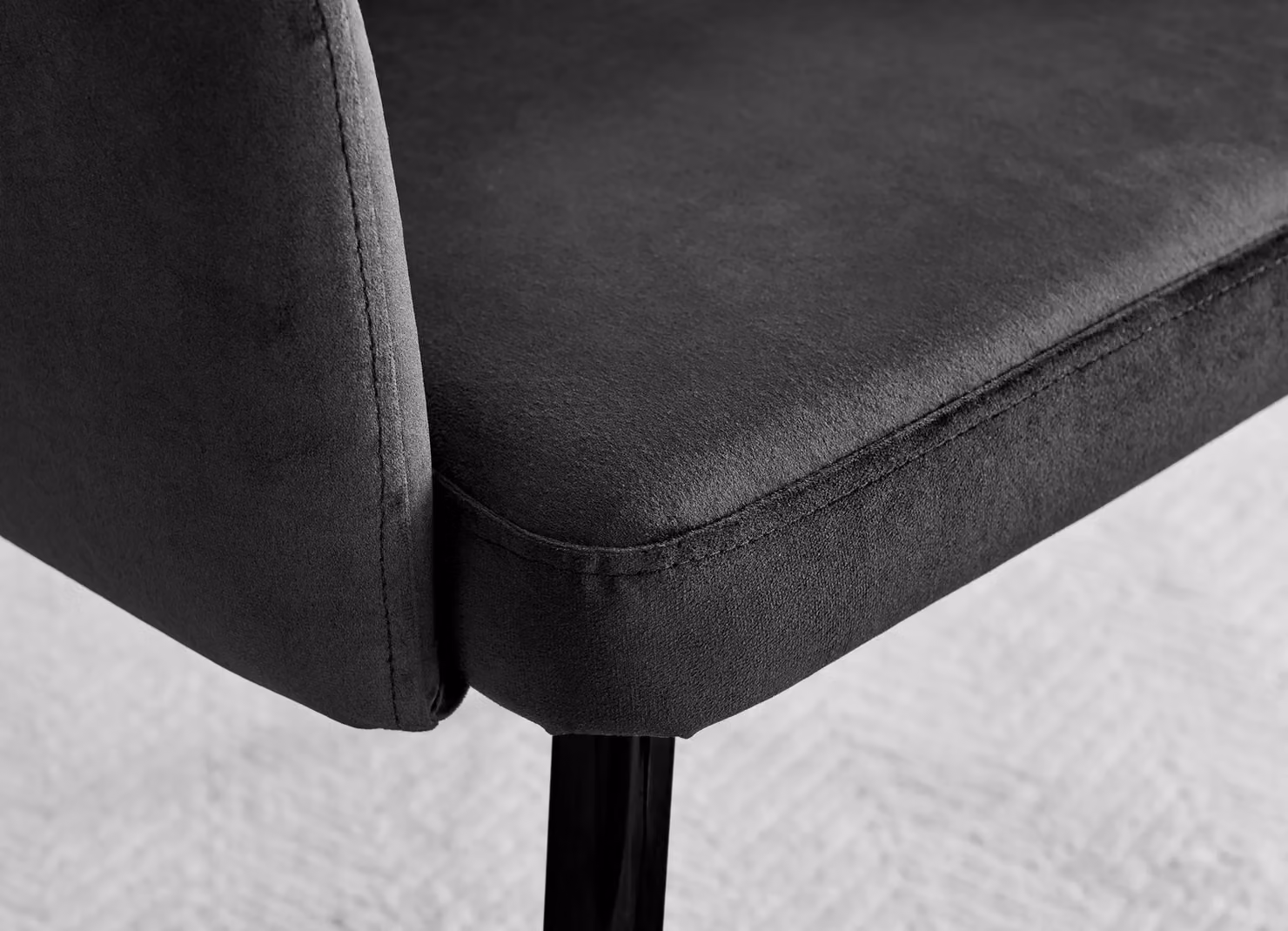 FurnitureboxUK Set of 2 Calla Deep Padded Dining Chairs in Black Velvet with Black Metal Legs – 5