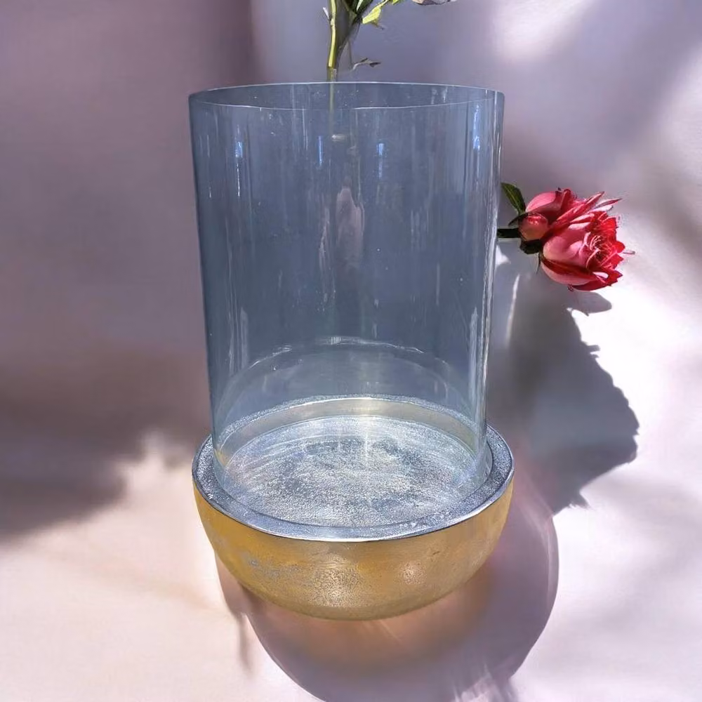 Minster Hurricane Pillar Candle Holder in Gold, W: 25 cm, D: 25 cm, H: 32 cm – 2
