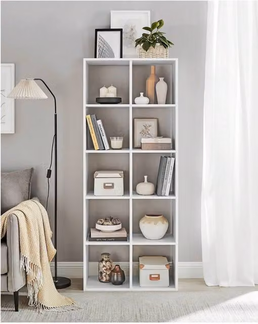 VASAGLE 10 Cube Storage Unit Bookcase in White