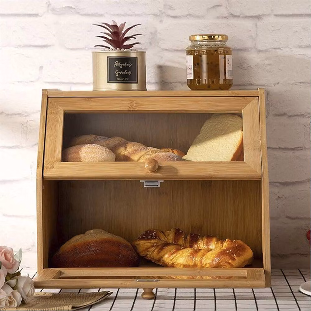 Nordara Bamboo Bread Bin and Loaf Storage Container in Brown – 2