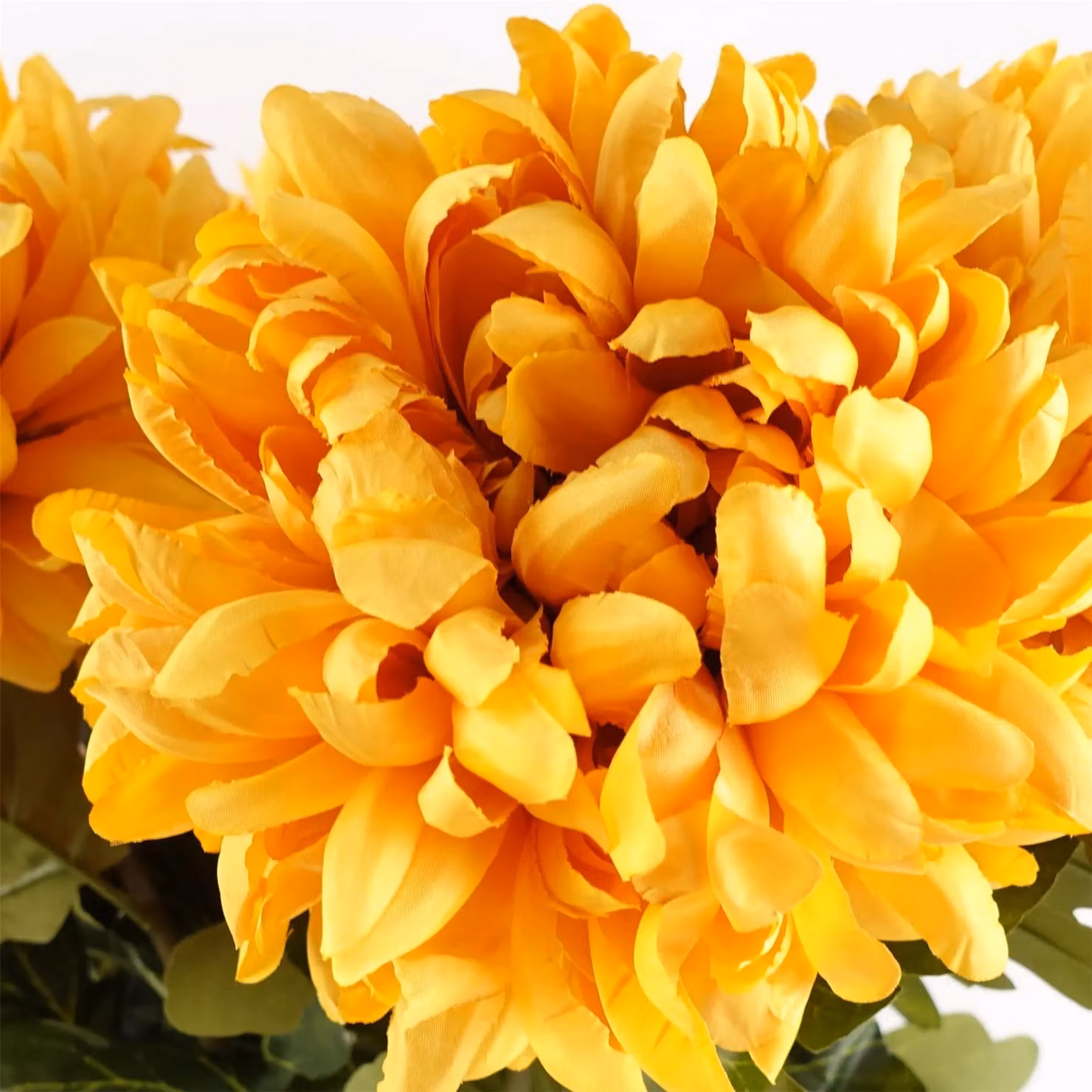 Leaf Extra Large Reflex Chrysanthemum Artificial Flower in Gold, Yellow and Orange, Height: 75 cm – 3