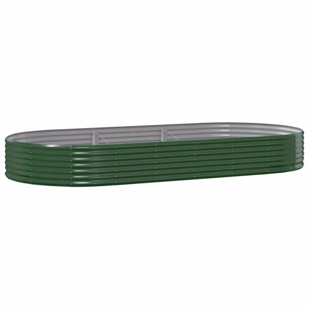 Berkfield Home Garden Powder-coated Steel Raised Bed in Green, W: 296 cm, D: 140 cm, H: 36 cm – 2