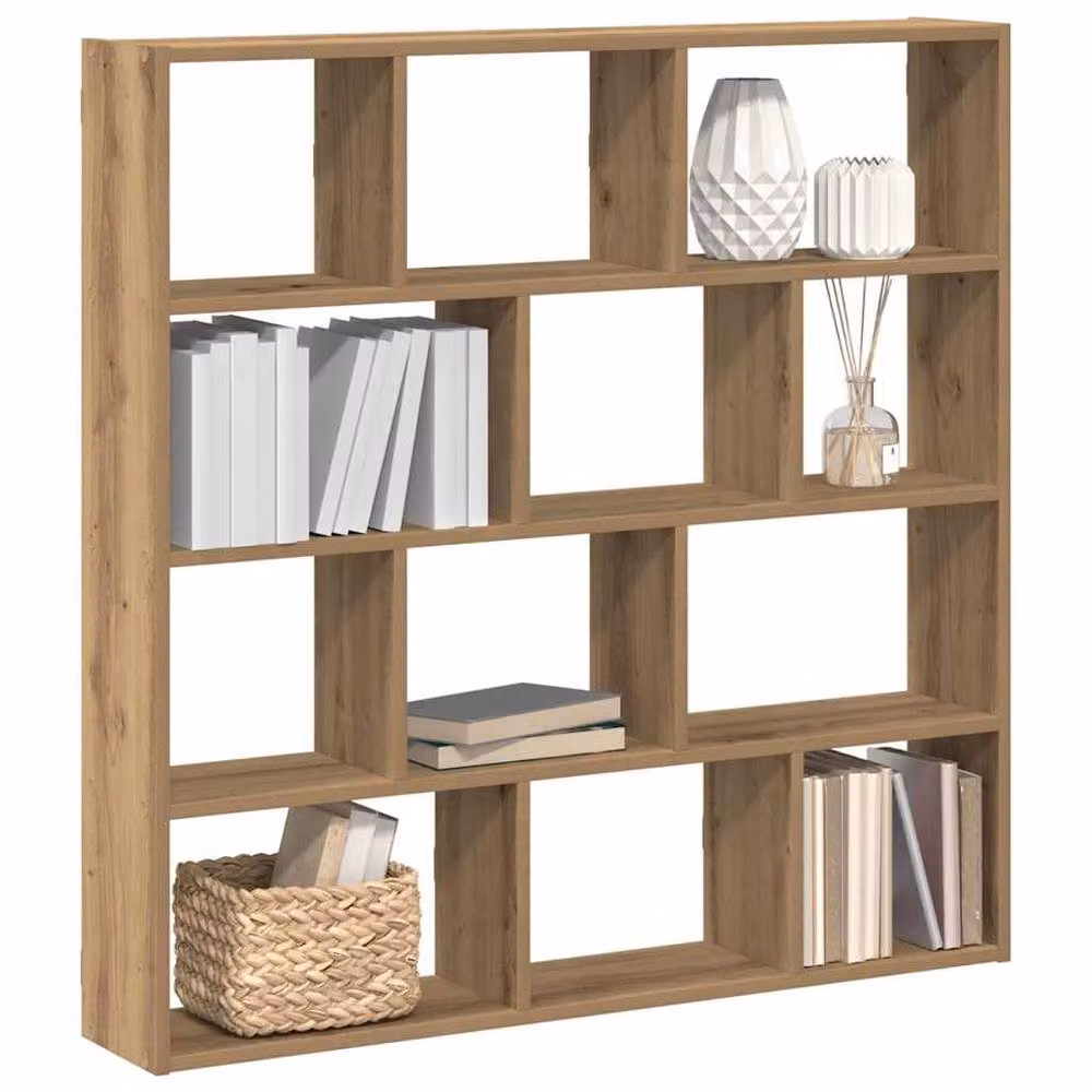 Berkfield Home Wall Mounted 12 Compartment Cube Shelf in Artisan Oak Brown – 2