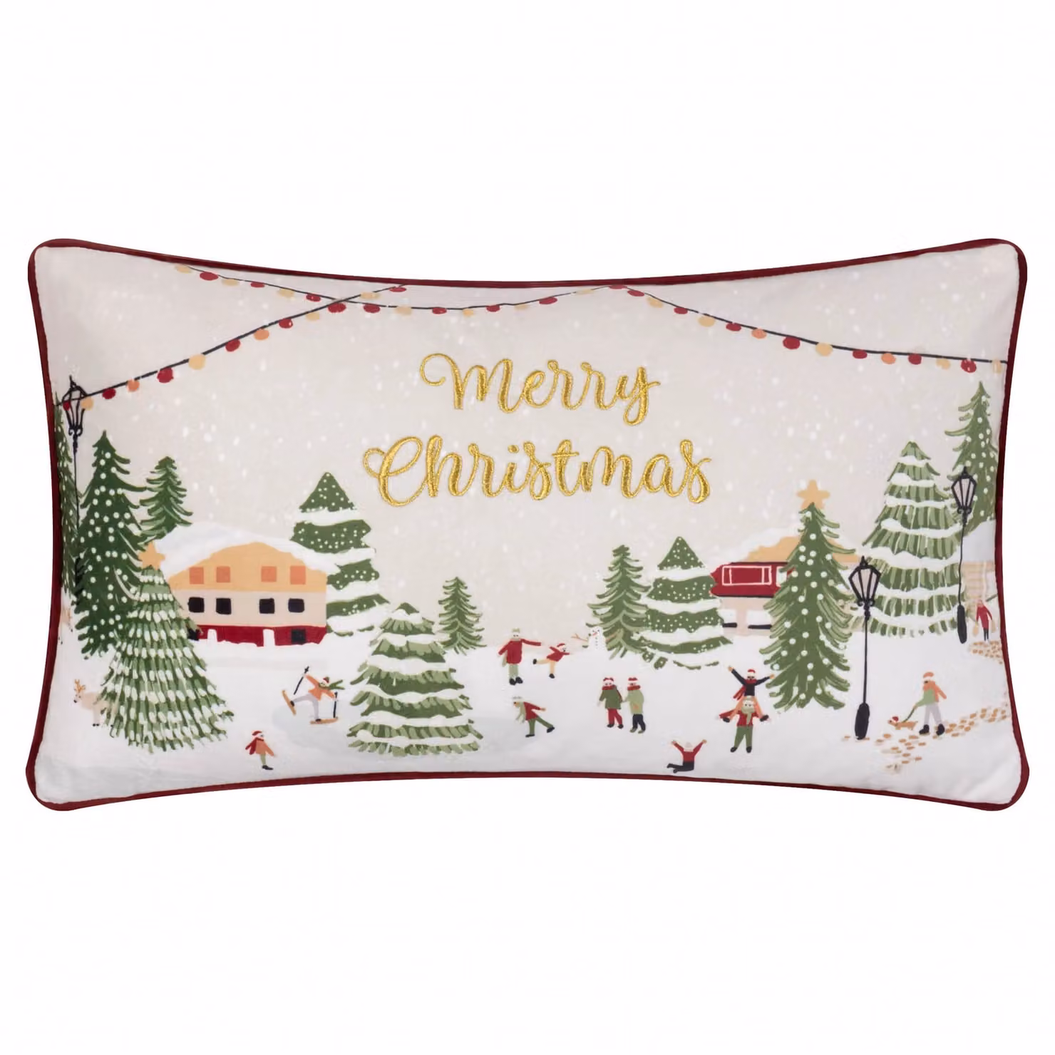 Riva Home Red and White Velvet Rectangular Christmas Cushion, W/D/H: 50 x 30 x 30 cm – 2