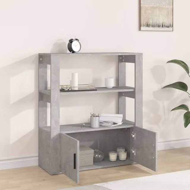 Berkfield Home Concrete Grey Sideboard in MDF, W/D/H: 80 x 30 x 90 cm – 1