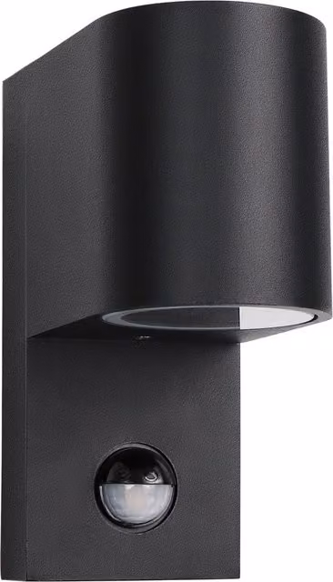 Living Star Modern Black Cylinder Outdoor Wall Light with PIR Motion Sensor and IP44 Rating