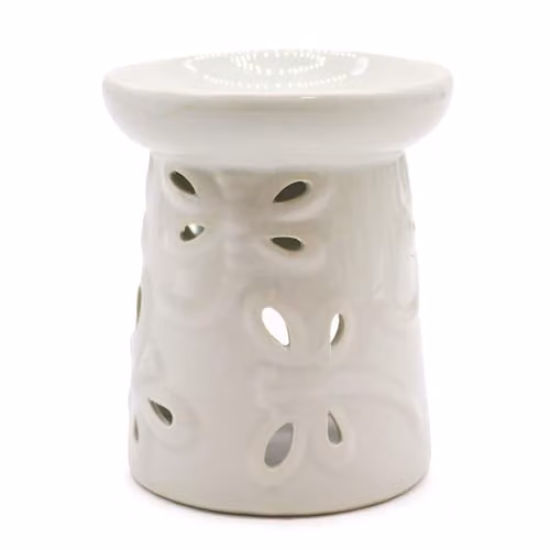 KDMD Classic White Ceramic Dragonfly Oil Burner and Tealight Lamp