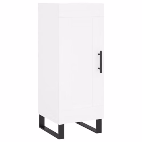 vidaXL Modern White Sideboard in MDF and Metal, W/D/H: 34.5 x 34.5 x 90 cm