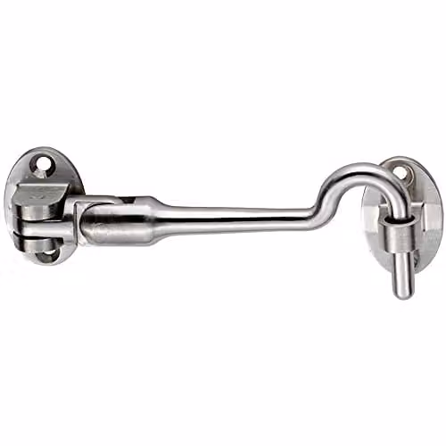 Loops Silent Pattern Cabin Hook and Eye in Brushed Satin Stainless Steel, Silver, 100mm Arm