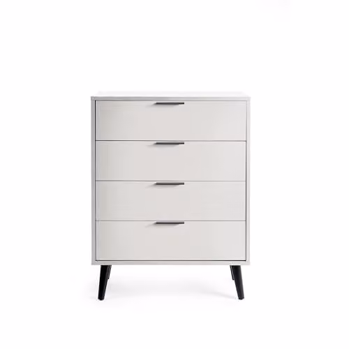 Julian Bowen Alba 4 Drawer Chest in Grey with Soft Close Drawers, W: 100.5 cm, H: 78 cm, D: 40 cm