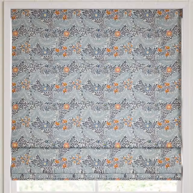 William Morris At Home Larkspur Made to Measure Blackout Roman Blind in Woad Floral Design
