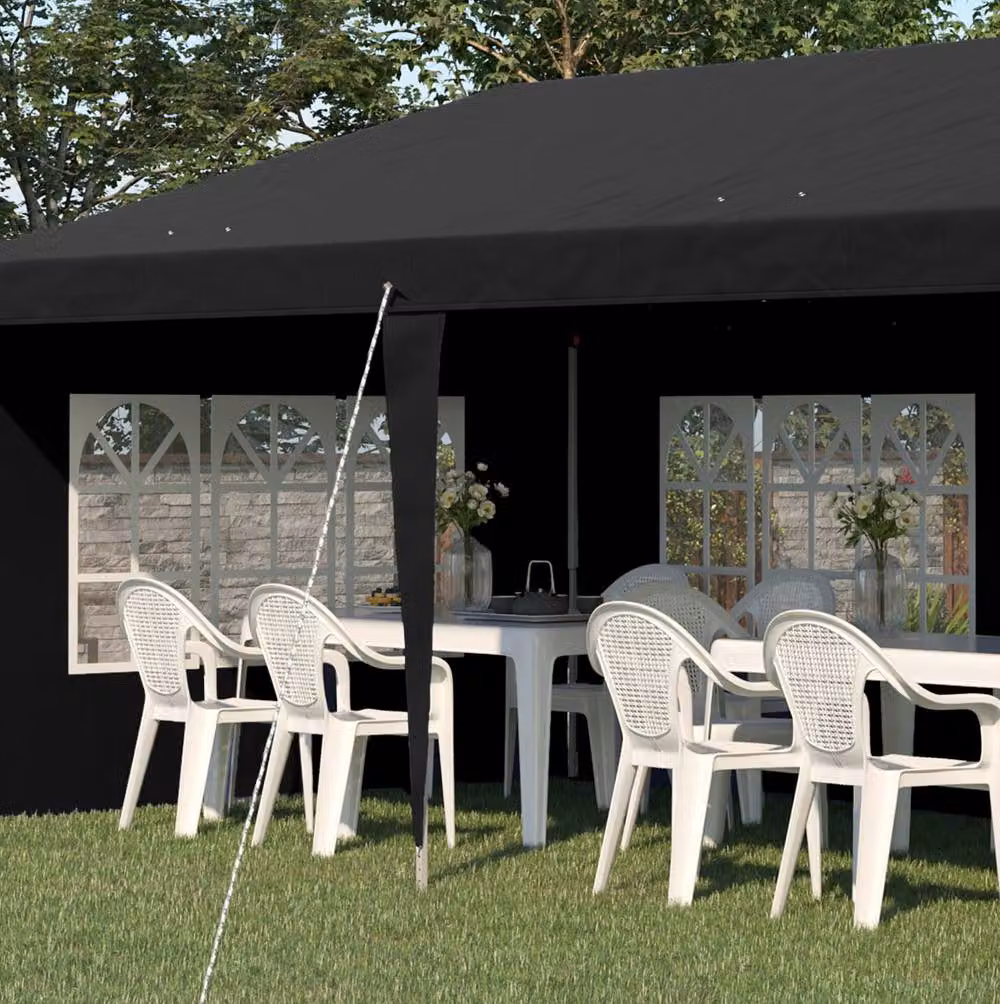STILVORA Pop-Up Gazebo with Removable Walls, Black, W: 300 cm, D: 300 cm, H: 270 cm – 6