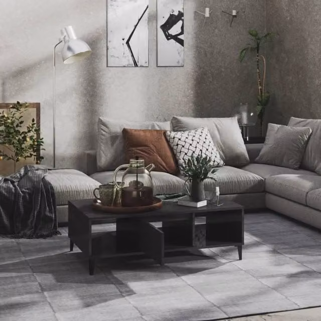 Berkfield Home Decorative Coffee Table in High Gloss Grey, W: 103.5 cm, D: 60 cm, H: 35 cm