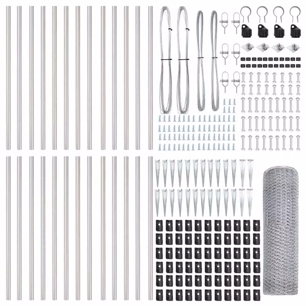 Berkfield Home Hexagon Fence in Silver Galvanised Steel, H: 80 cm, L: 50 m – 3