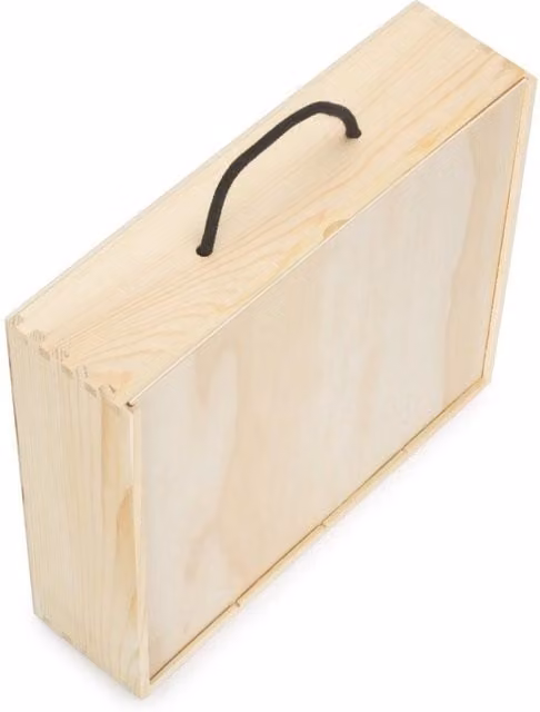 Red Hamper Pinewood Beer Bottle Carry Case with Solid Lid in Light Brown