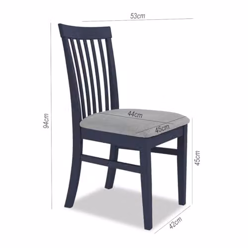 Statement Furniture Florence Wooden Dining Chair with Upholstered High Back in Blue, W: 45 cm, D: 53 cm, H: 94 cm, Seat Height: 45 cm