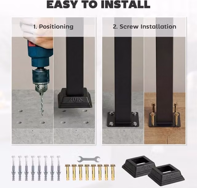 Outsunny Black Outdoor Handrail for 1 to 3 Steps Stair Railing