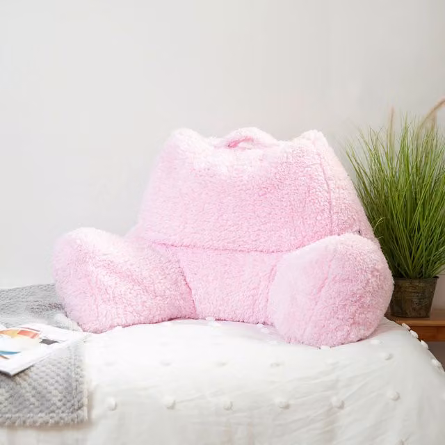 ICON Soft Berber Fleece Bean-Filled Reading Support Pillow in Pink