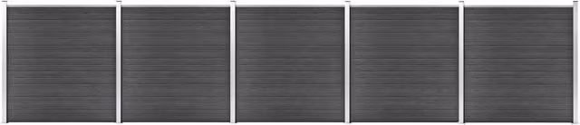 Berkfield Home WPC Fence Panel Set, Black, W: 872 cm, H: 186 cm