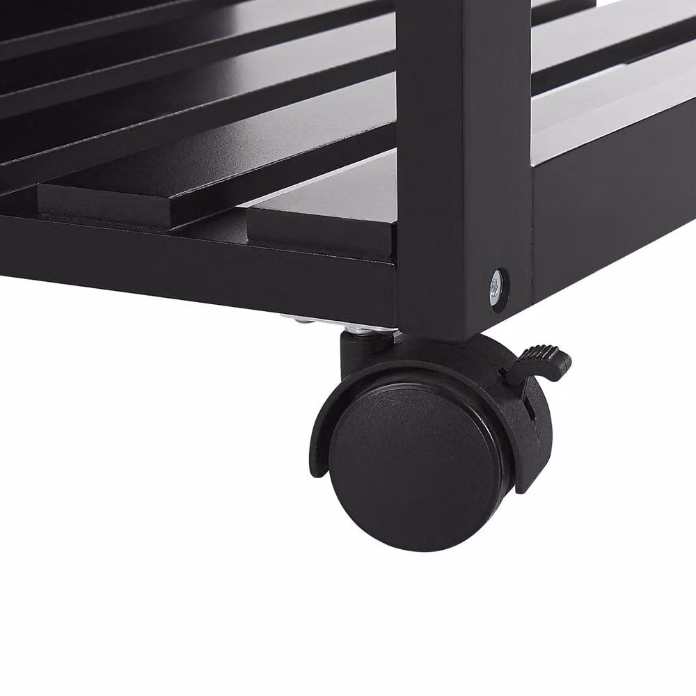 Wyld and Coco Kitchen Trolley in Black and Pine with 2 Drawers, 1 Cabinet and 2 Racks – 7