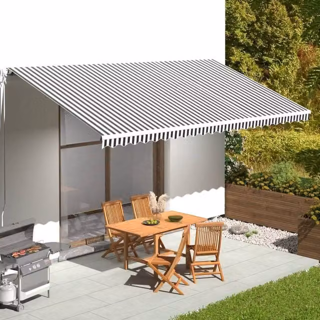 Berkfield Home Replacement Polyester Awning Fabric in Anthracite and White, W: 6 m, D: 3 m