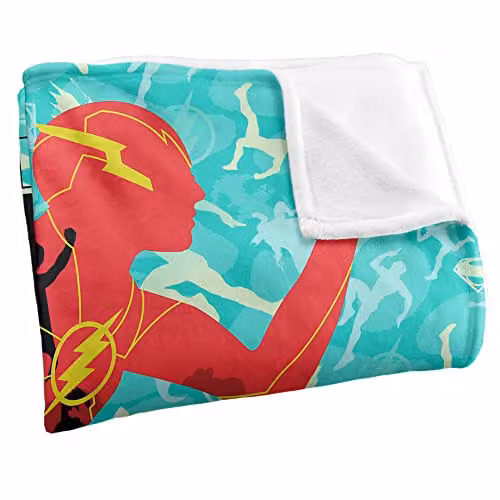 LOGOVISION Warner Brothers The Flash Batman Supergirl Silky Touch Super Soft Throw Blanket, White, W/D/H: 152 x 127 cm – 2