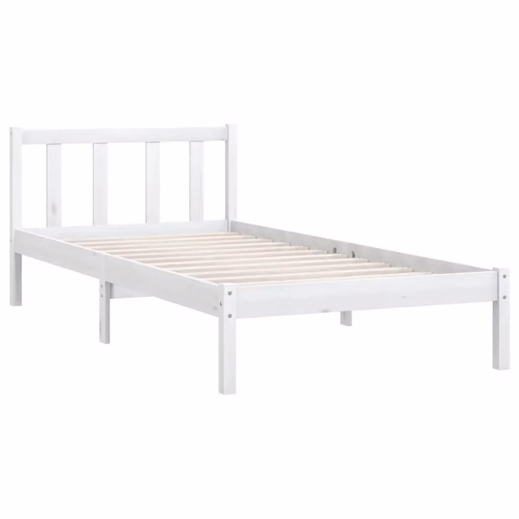 Berkfield Home Modern White Solid Pinewood Bed Frame W: 100 cm, D: 200 cm – 2