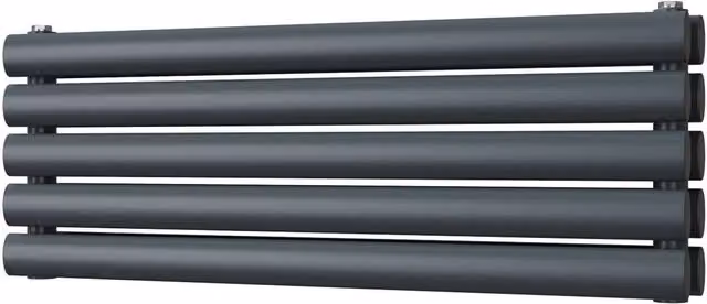 UK Radiators Omeara Axis Anthracite Elliptical Tube Horizontal Designer Double Panel Radiator W: 80.0 cm, H: 29.0 cm – 1