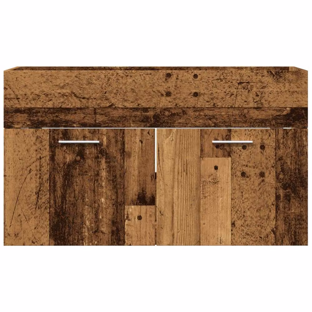 Berkfield Home Rustic Old Wood Bathroom Sink Cabinet, Brown, W/D/H: 90 x 38.5 x 46 cm – 4
