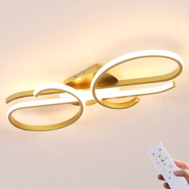 Pheashine Modern Gold Ceiling Light with Stepless Dimming and Remote Control, Diameter: 55 cm – 1
