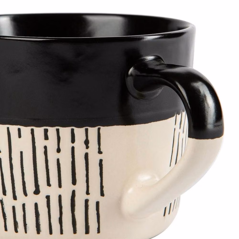 Havendro Black Dipped Dash Stoneware Coffee Mug, 450ml – 3