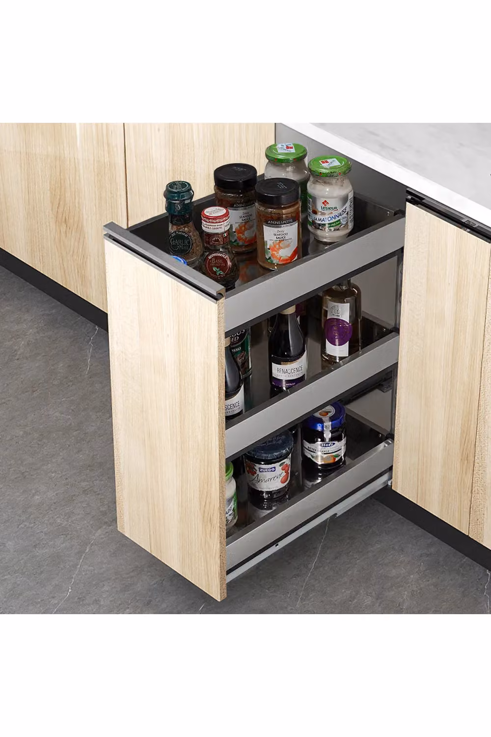 Living and Home 3-Tier Kitchen Cabinet Pull Out Drawer Storage Organiser, Black, Width: 38.5 cm – 2