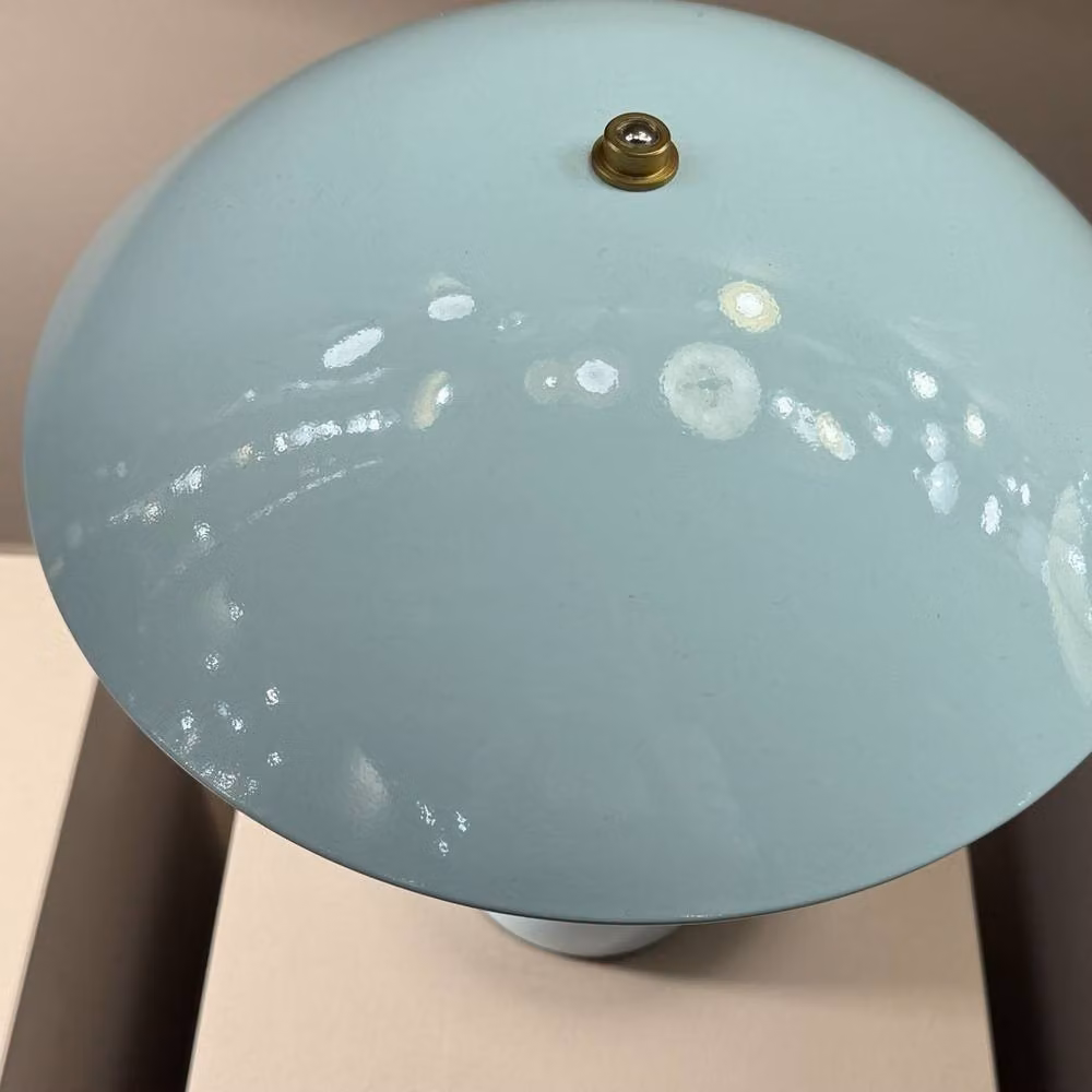 Netlighting Poppy Integrated LED Medium Table Lamp in Blue and Gold/Brass with Warm White 3000K Light – 3