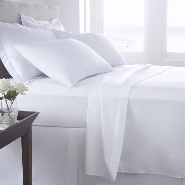 HomeSpace Direct 400 Thread Count Plain Flat Sheet, White, 200 x 200 cm