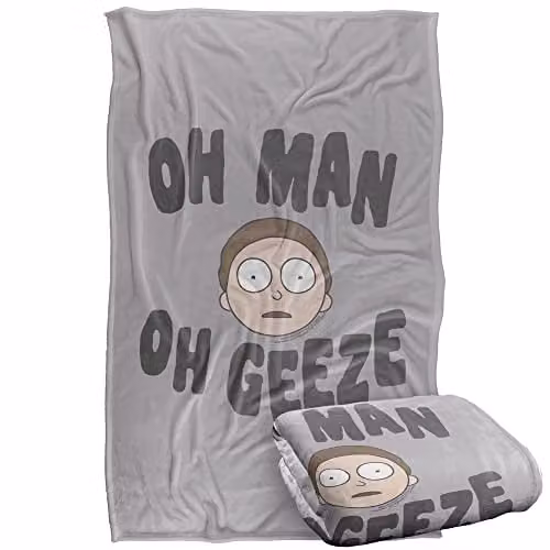 Warner Bros. Rick and Morty The Get It Together Super Soft Silky Touch Fleece Throw Blanket, W/D/H: 91 x 147 cm, Grey/Multicolour – 1