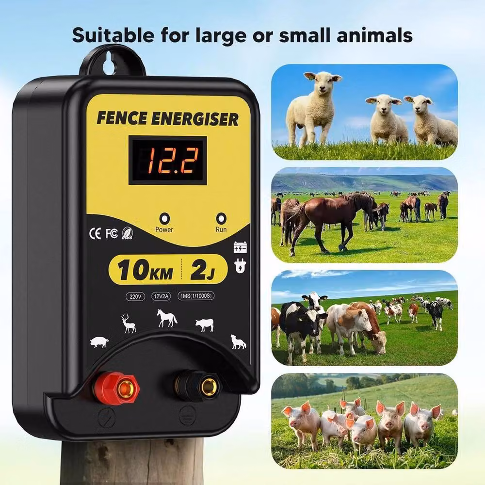 FLAVORA Electric Fence Energiser, 12V Battery Powered, 10KM, 2J, Yellow – 4