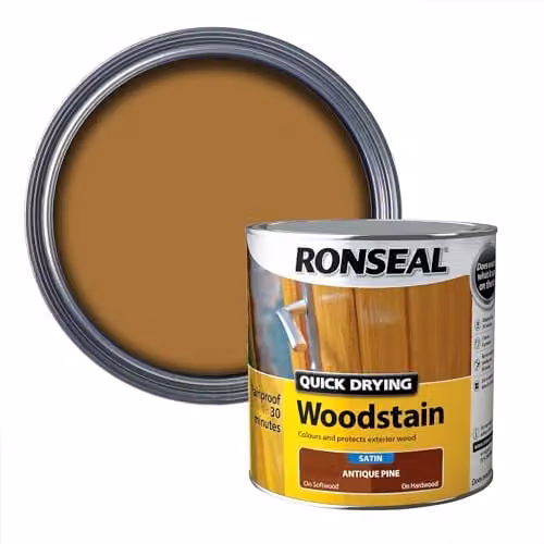 Ronseal Quick Drying Woodstain Antique Pine Satin Brown 2.5L – 1