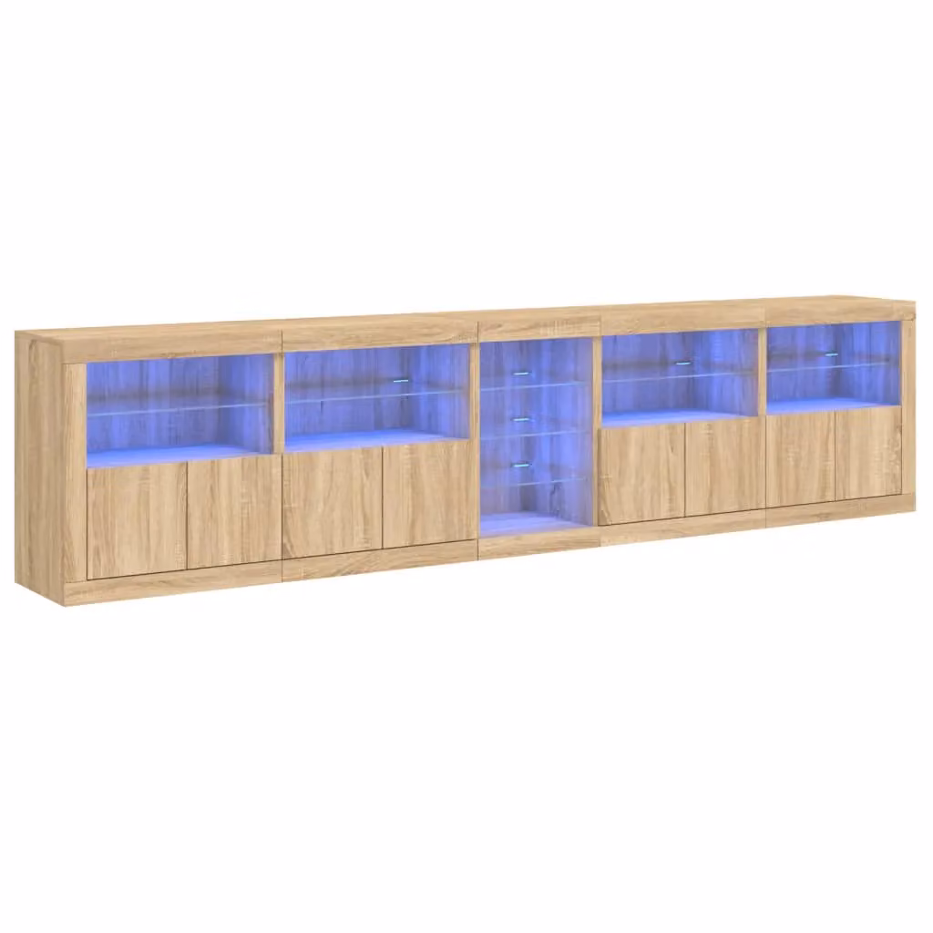 Berkfield Home Modern Sideboard with Integrated LED Lights in Sonoma Oak Brown, W: 283 cm, D: 37 cm, H: 67 cm – 2