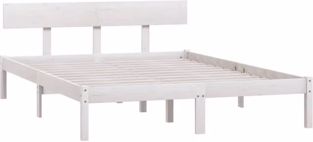 Berkfield Home Modern White Solid Wood Pine Bed Frame W/D/H: 160 x 200 x 165.5 cm – 1