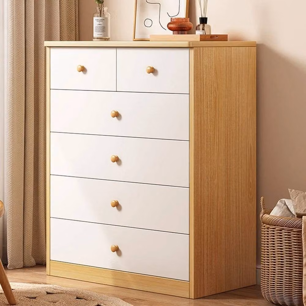 KORVIXA 5-Tier 6-Drawer Modern Freestanding Storage Cabinet and Bedside Clothes Organiser in White and Multicolour, W/D/H: 100 x 100 x 100 cm – 2