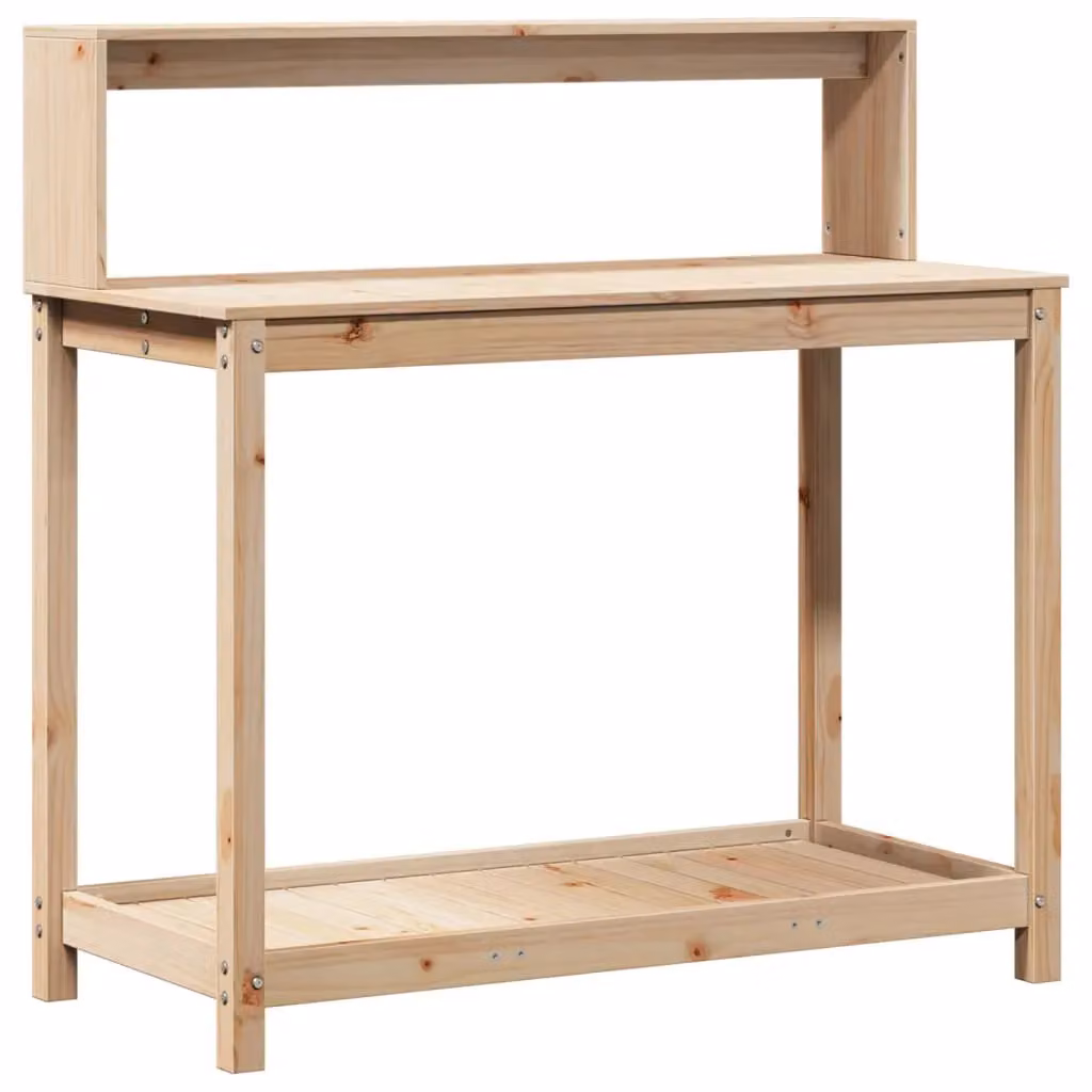Berkfield Home Rustic Solid Pine Potting Table with Shelves, Brown, W: 108 cm, D: 50 cm, H: 109.5 cm – 2