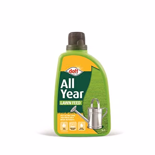 Doff All Year Lawn Feed Liquid Grass Fertiliser with Micro Nutrients and Iron, 1 l